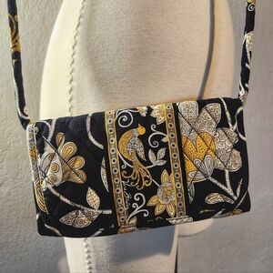 NWT VERA BRADLEY TRI-FOLD FLORAL BIRD CROSSBODY WALLET